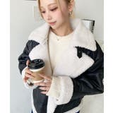 フェイクレザー×ボアフェイクムートンライダースジャケットブルゾン | moment+ | 詳細画像15 