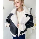 フェイクレザー×ボアフェイクムートンライダースジャケットブルゾン | moment+ | 詳細画像17 