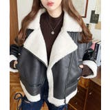 フェイクレザー×ボアフェイクムートンライダースジャケットブルゾン | moment+ | 詳細画像2 