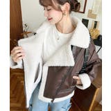 フェイクレザー×ボアフェイクムートンライダースジャケットブルゾン | moment+ | 詳細画像22 