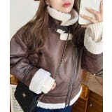 フェイクレザー×ボアフェイクムートンライダースジャケットブルゾン | moment+ | 詳細画像24 
