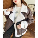 フェイクレザー×ボアフェイクムートンライダースジャケットブルゾン | moment+ | 詳細画像28 