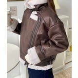 フェイクレザー×ボアフェイクムートンライダースジャケットブルゾン | moment+ | 詳細画像33 