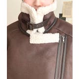 フェイクレザー×ボアフェイクムートンライダースジャケットブルゾン | moment+ | 詳細画像34 