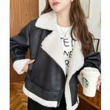 フェイクレザー×ボアフェイクムートンライダースジャケットブルゾン | moment+ | 詳細画像5 