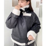 フェイクレザー×ボアフェイクムートンライダースジャケットブルゾン | moment+ | 詳細画像9 