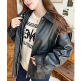 取外し可能ファーティペット付きヴィンテージライクマットフェイクレザーブルゾン | moment+ | 詳細画像12 