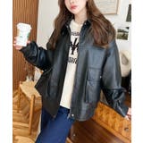 取外し可能ファーティペット付きヴィンテージライクマットフェイクレザーブルゾン | moment+ | 詳細画像14 