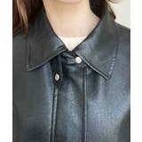 取外し可能ファーティペット付きヴィンテージライクマットフェイクレザーブルゾン | moment+ | 詳細画像16 