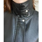 取外し可能ファーティペット付きヴィンテージライクマットフェイクレザーブルゾン | moment+ | 詳細画像17 