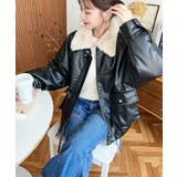 取外し可能ファーティペット付きヴィンテージライクマットフェイクレザーブルゾン | moment+ | 詳細画像26 