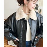 取外し可能ファーティペット付きヴィンテージライクマットフェイクレザーブルゾン | moment+ | 詳細画像27 