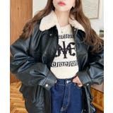 取外し可能ファーティペット付きヴィンテージライクマットフェイクレザーブルゾン | moment+ | 詳細画像3 