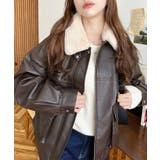 取外し可能ファーティペット付きヴィンテージライクマットフェイクレザーブルゾン | moment+ | 詳細画像30 