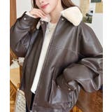 取外し可能ファーティペット付きヴィンテージライクマットフェイクレザーブルゾン | moment+ | 詳細画像31 