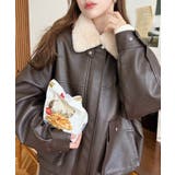 取外し可能ファーティペット付きヴィンテージライクマットフェイクレザーブルゾン | moment+ | 詳細画像32 