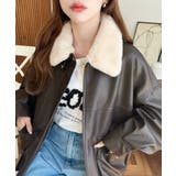 取外し可能ファーティペット付きヴィンテージライクマットフェイクレザーブルゾン | moment+ | 詳細画像36 