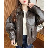 取外し可能ファーティペット付きヴィンテージライクマットフェイクレザーブルゾン | moment+ | 詳細画像45 