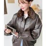 取外し可能ファーティペット付きヴィンテージライクマットフェイクレザーブルゾン | moment+ | 詳細画像49 