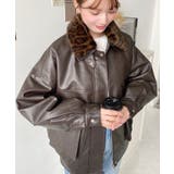 取外し可能ファーティペット付きヴィンテージライクマットフェイクレザーブルゾン | moment+ | 詳細画像50 