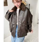 取外し可能ファーティペット付きヴィンテージライクマットフェイクレザーブルゾン | moment+ | 詳細画像52 