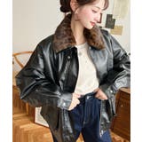 取外し可能ファーティペット付きヴィンテージライクマットフェイクレザーブルゾン | moment+ | 詳細画像62 