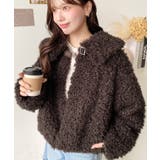 ブラウン | 衿付きプードルフェイクファーブルゾン | moment+