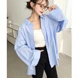 ブルー | ワイドスリーブ長袖オックスシャツ | moment+