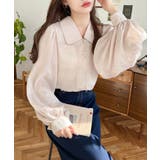 シアーランダムプリーツレトロカラーボリュームスリーブブラウス | moment+ | 詳細画像15 