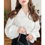 シアーランダムプリーツレトロカラーボリュームスリーブブラウス | moment+ | 詳細画像2 