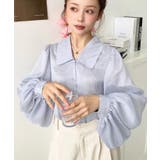 シアーランダムプリーツレトロカラーボリュームスリーブブラウス | moment+ | 詳細画像20 