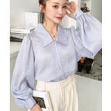 シアーランダムプリーツレトロカラーボリュームスリーブブラウス | moment+ | 詳細画像21 