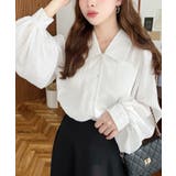 シアーランダムプリーツレトロカラーボリュームスリーブブラウス | moment+ | 詳細画像3 