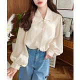 シアーランダムプリーツレトロカラーボリュームスリーブブラウス | moment+ | 詳細画像33 