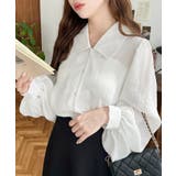 シアーランダムプリーツレトロカラーボリュームスリーブブラウス | moment+ | 詳細画像4 