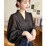 シアーランダムプリーツレトロカラーボリュームスリーブブラウス | moment+ | 詳細画像39 