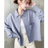 ブルー | エステルスラブショート丈長袖シャツ | moment+