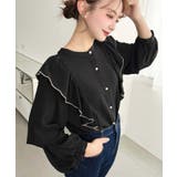 パール釦マルチウェイ配色メローフリル長袖ブラウス | moment+ | 詳細画像10