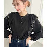 パール釦マルチウェイ配色メローフリル長袖ブラウス | moment+ | 詳細画像11