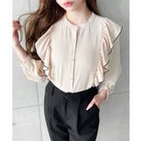 パール釦マルチウェイ配色メローフリル長袖ブラウス | moment+ | 詳細画像13