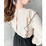 パール釦マルチウェイ配色メローフリル長袖ブラウス | moment+ | 詳細画像14