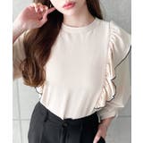 パール釦マルチウェイ配色メローフリル長袖ブラウス | moment+ | 詳細画像15