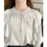 パール釦マルチウェイ配色メローフリル長袖ブラウス | moment+ | 詳細画像16