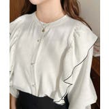 パール釦マルチウェイ配色メローフリル長袖ブラウス | moment+ | 詳細画像17