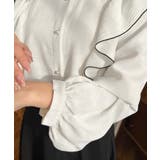 パール釦マルチウェイ配色メローフリル長袖ブラウス | moment+ | 詳細画像18