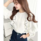 パール釦マルチウェイ配色メローフリル長袖ブラウス | moment+ | 詳細画像2