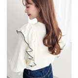 パール釦マルチウェイ配色メローフリル長袖ブラウス | moment+ | 詳細画像5