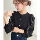 パール釦マルチウェイ配色メローフリル長袖ブラウス | moment+ | 詳細画像6