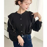 パール釦マルチウェイ配色メローフリル長袖ブラウス | moment+ | 詳細画像9