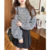 カラーツイードボリュームスリーブプルオーバー | moment+ | 詳細画像3 